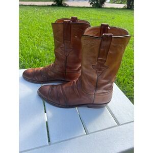 Lucchese Classics Handmade Leather Roper Western Boots Mens 10.5 C Brown L3517R9